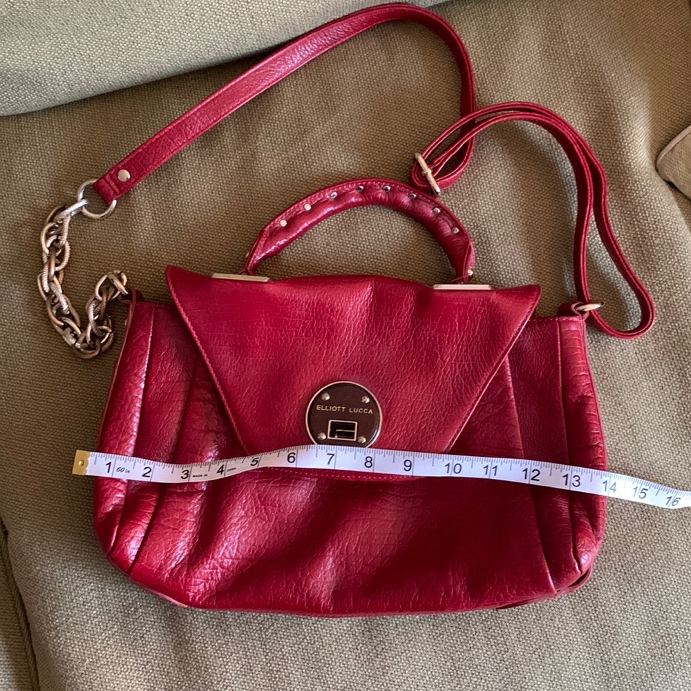Gently used Elliott Lucca deep red satchel bag.